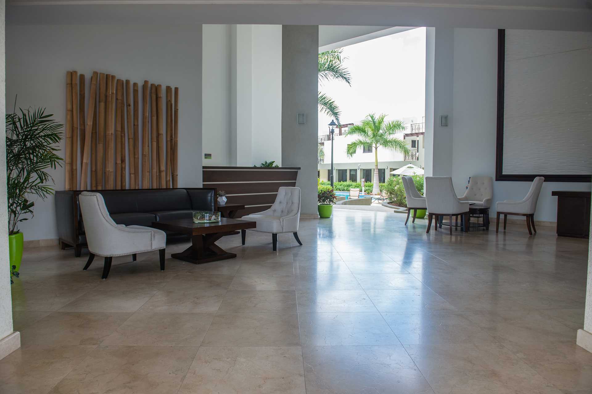 Resort lobby with the front desk and concierge services
