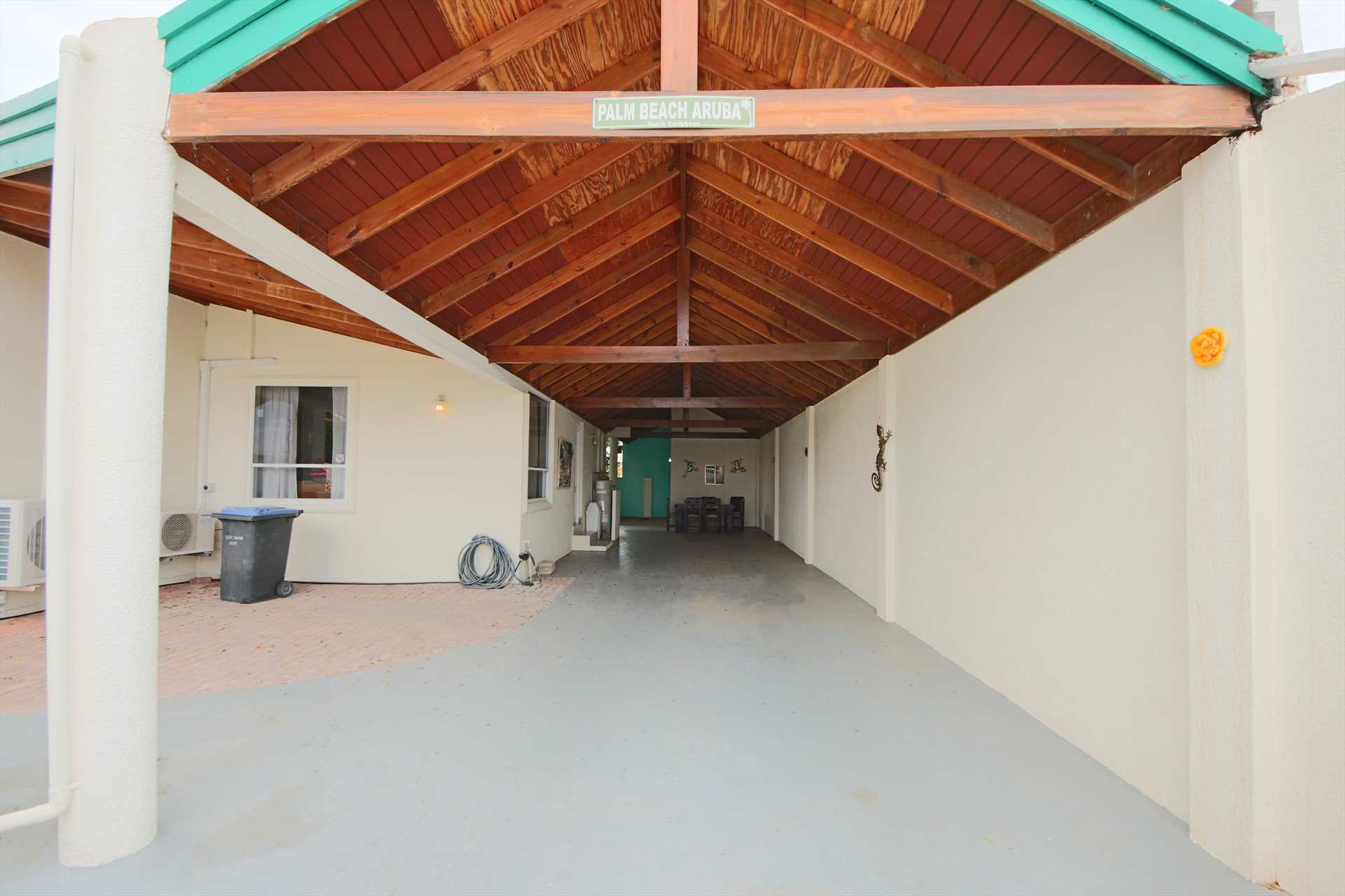 The spacious covered garage of the Palm Beach Fortress