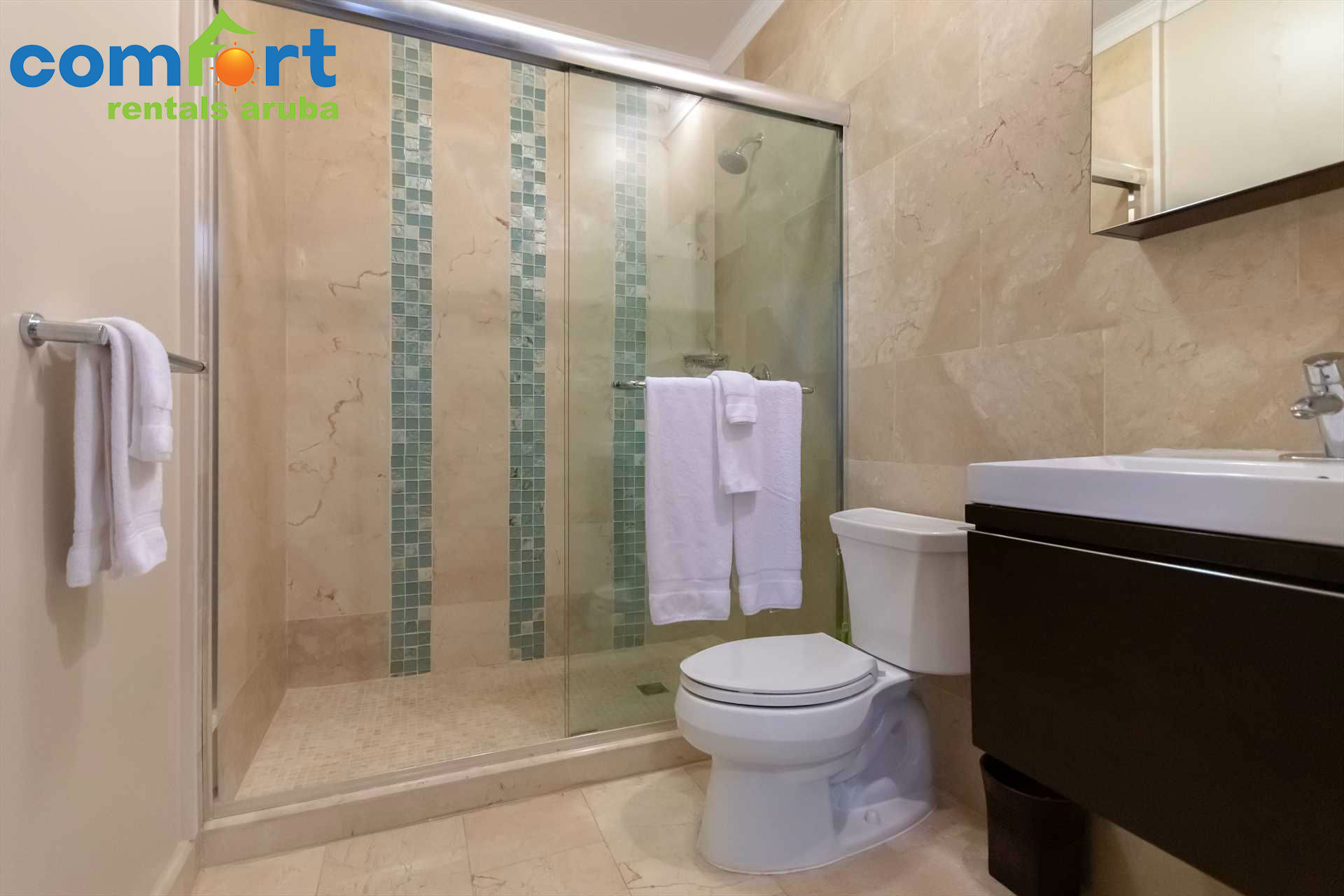 En-suite master bathroom with a shower