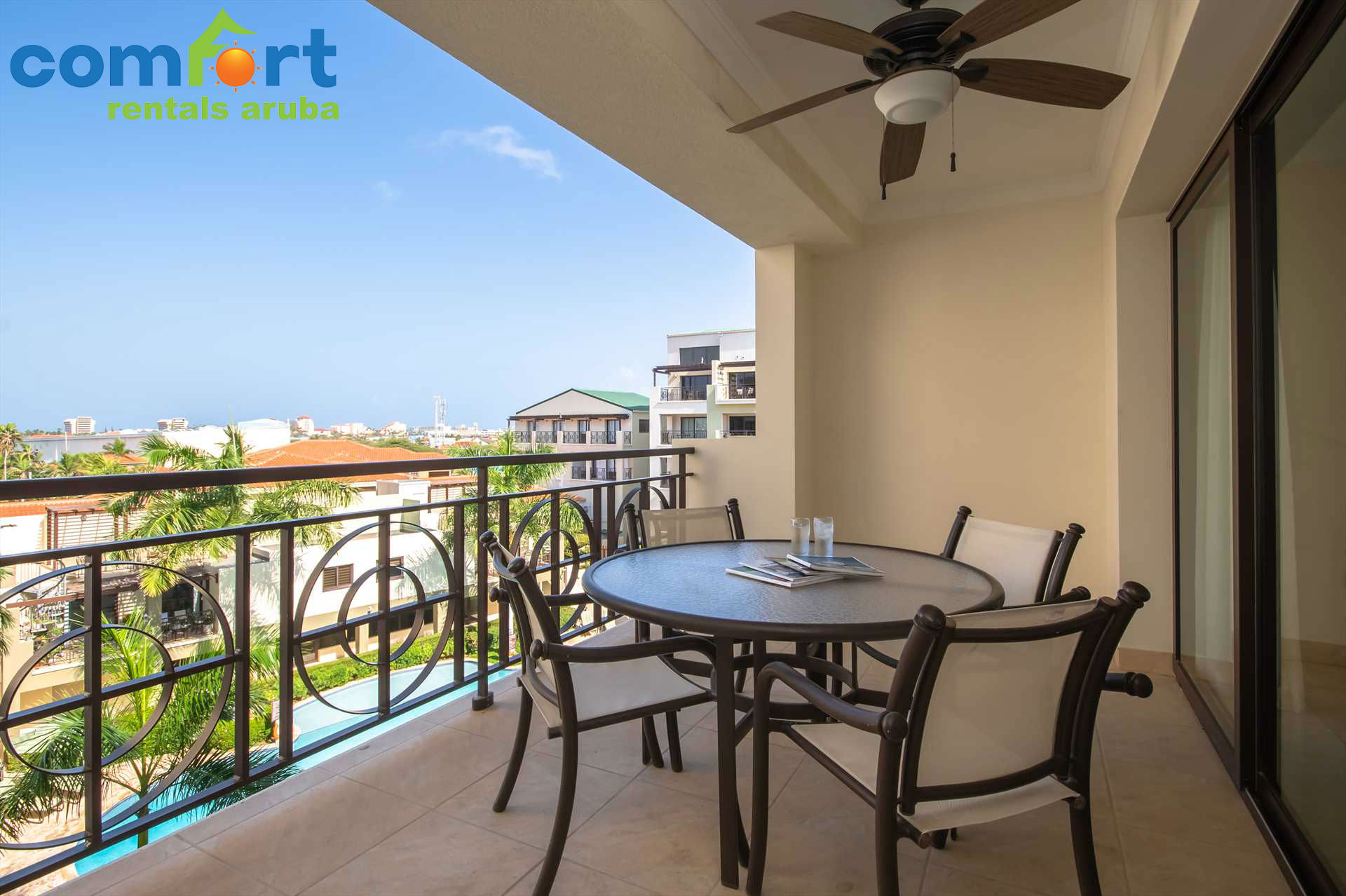 The balcony makes for the perfect setting to enjoy Aruba's weather