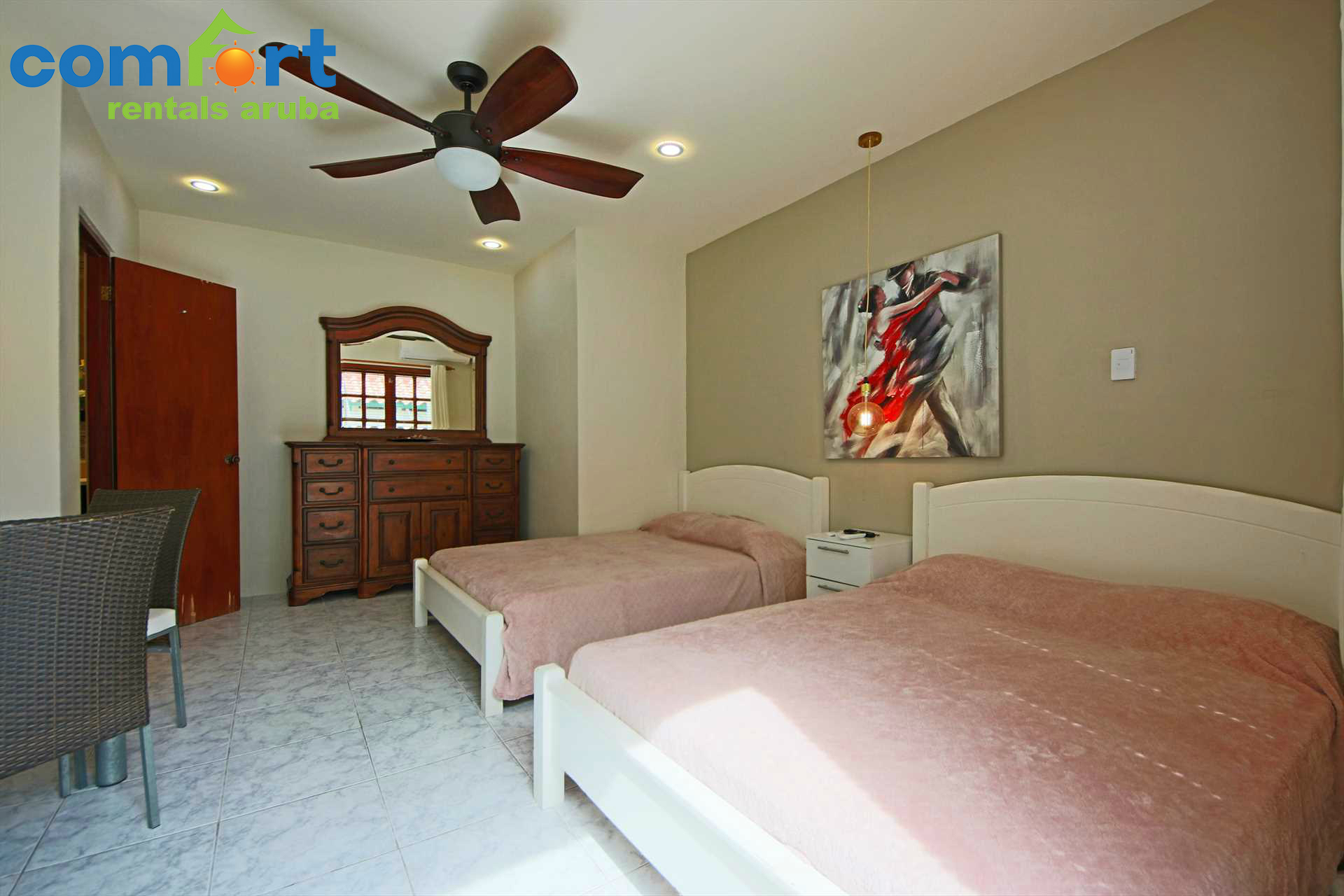 Fifth bedroom is located in the guesthouse by the pool (on the backside) and has 2 double-size beds
